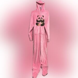 Adult Plush Pink Hooded Pajama Onesie